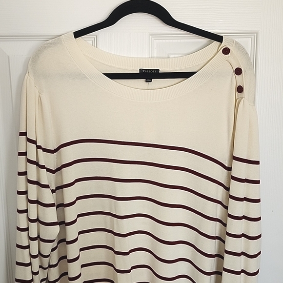 Talbots shoulder button striped sweater - Picture 2 of 6